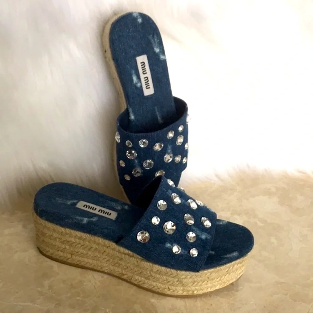 MIU MIU Swarovski crystals‎ platform shoes